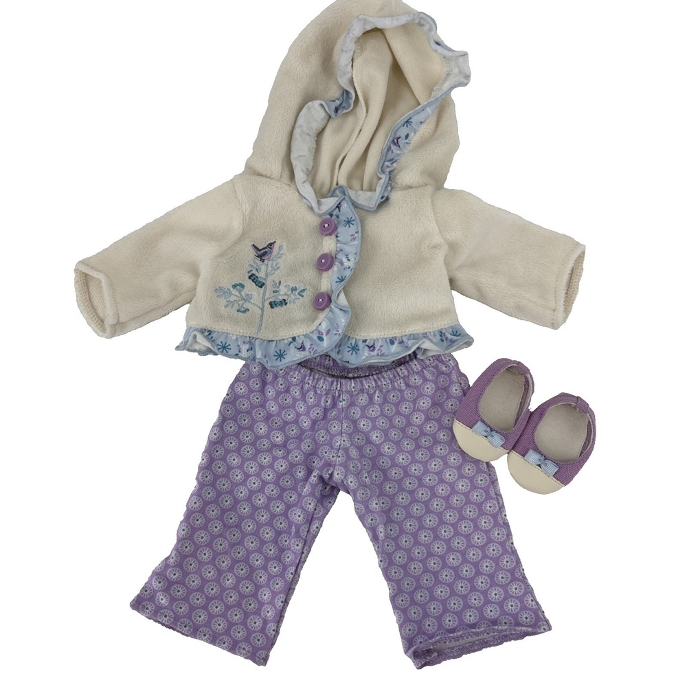 American Girl 2005 Bitty Baby Twins White Hoodie Purple Pants & Shoes Outfit